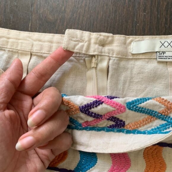 Linen & Cotton embroidered summer skirt size S - Picture 4 of 6